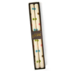 Multi Dots Dinner Candles - Pastel - Set Of 2