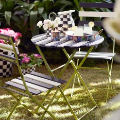 Outdoor Black & White Metal Bistro Side Chair