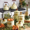 Parchment Check Enamel Canister - Small