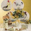 Parchment Check Enamel Utensil Holder