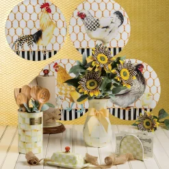 Parchment Check Enamel Utensil Holder