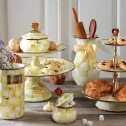 Parchment Check Enamel Utensil Holder