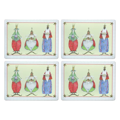 Patience Brewster Three Kings Cork Back Placemats - Set Of 4