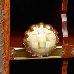 Petit Four Round Knob - Parchment Check