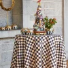 90" Round Courtly Check Tablecloth - Black Trim