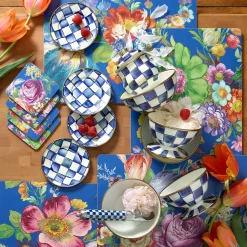 Royal Check Enamel Appetizer Plates - Set Of 4