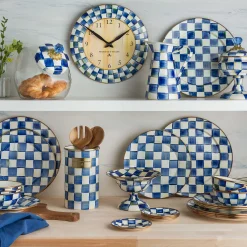 Royal Check Enamel Appetizer Plates - Set Of 4