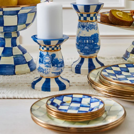 Royal Check Enamel Appetizer Plates - Set Of 4