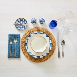 Royal Check Enamel Appetizer Plates - Set Of 4