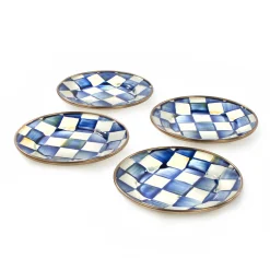 Royal Check Enamel Appetizer Plates - Set Of 4