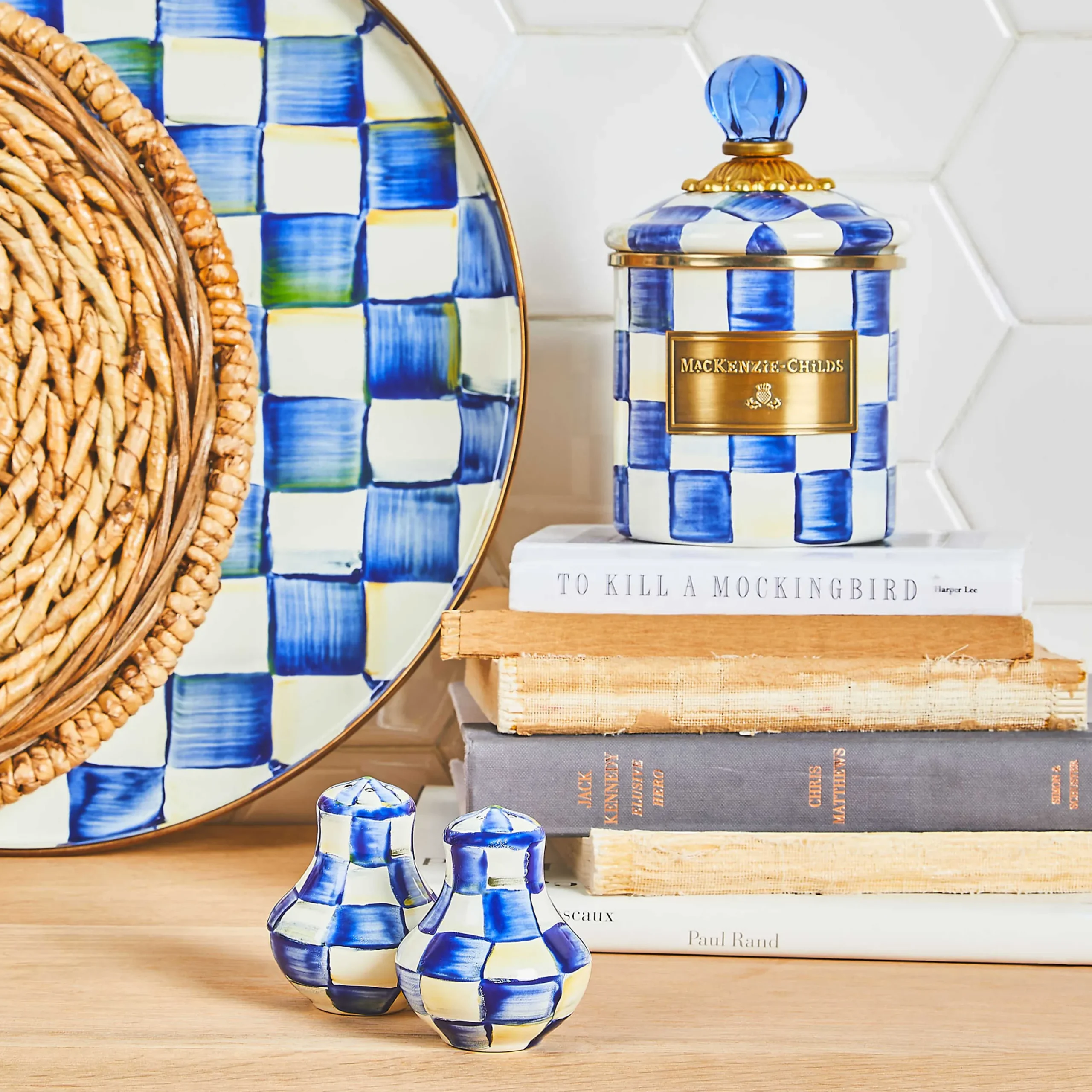 Royal Check Enamel Canister - Demi