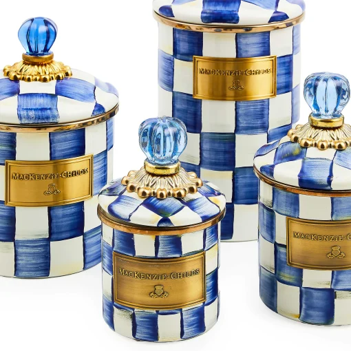 Royal Check Enamel Canister - Small