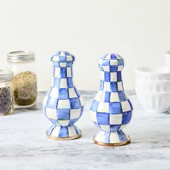 Royal Check Enamel Large Salt & Pepper Shakers