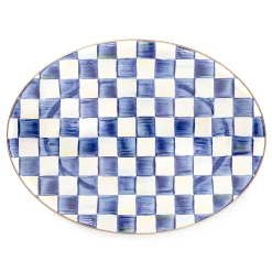 Royal Check Enamel Oval Platter - Medium