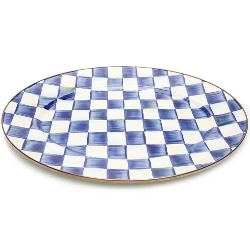 Royal Check Enamel Oval Platter - Medium