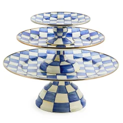 Royal Check Enamel Pedestal Platter - Small