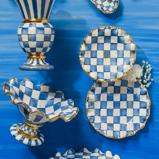 Royal Check Fluted Dessert Plate