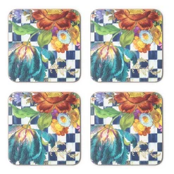 Royal Flower Market Cork Back Coasters - Set Of 4