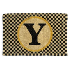 Single Letter Monogrammed Entrance Mat - Y