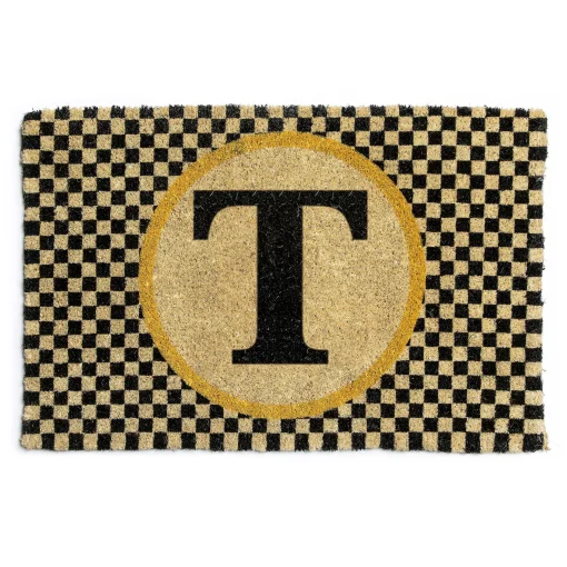 Single Letter Monogrammed Entrance Mat - T