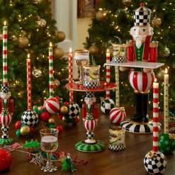 Small & Large Dots Dinner Candles - Red & Green - Set Of 2