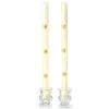 Snowflake Dinner Candles - Gold & Pearl - Set Of 2