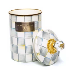 Sterling Check Enamel Canister - Large