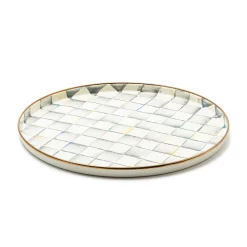Sterling Check Enamel Round Tray