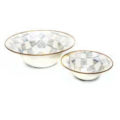 Sterling Check Enamel Serving Bowl