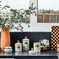 Sterling Check Enamel Squashed Pot