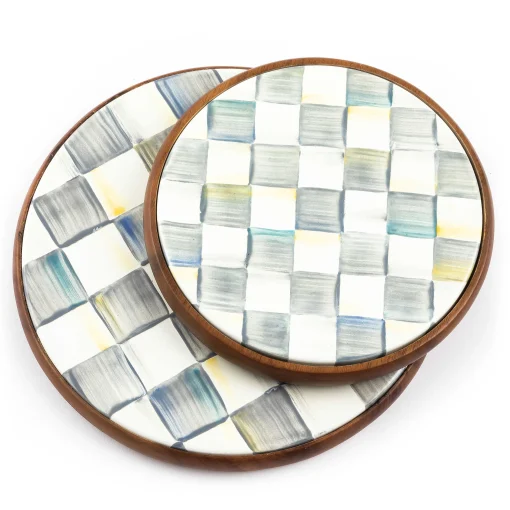 Sterling Check Enamel Trivet