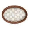 Sterling Check Rattan & Enamel Tray - Small