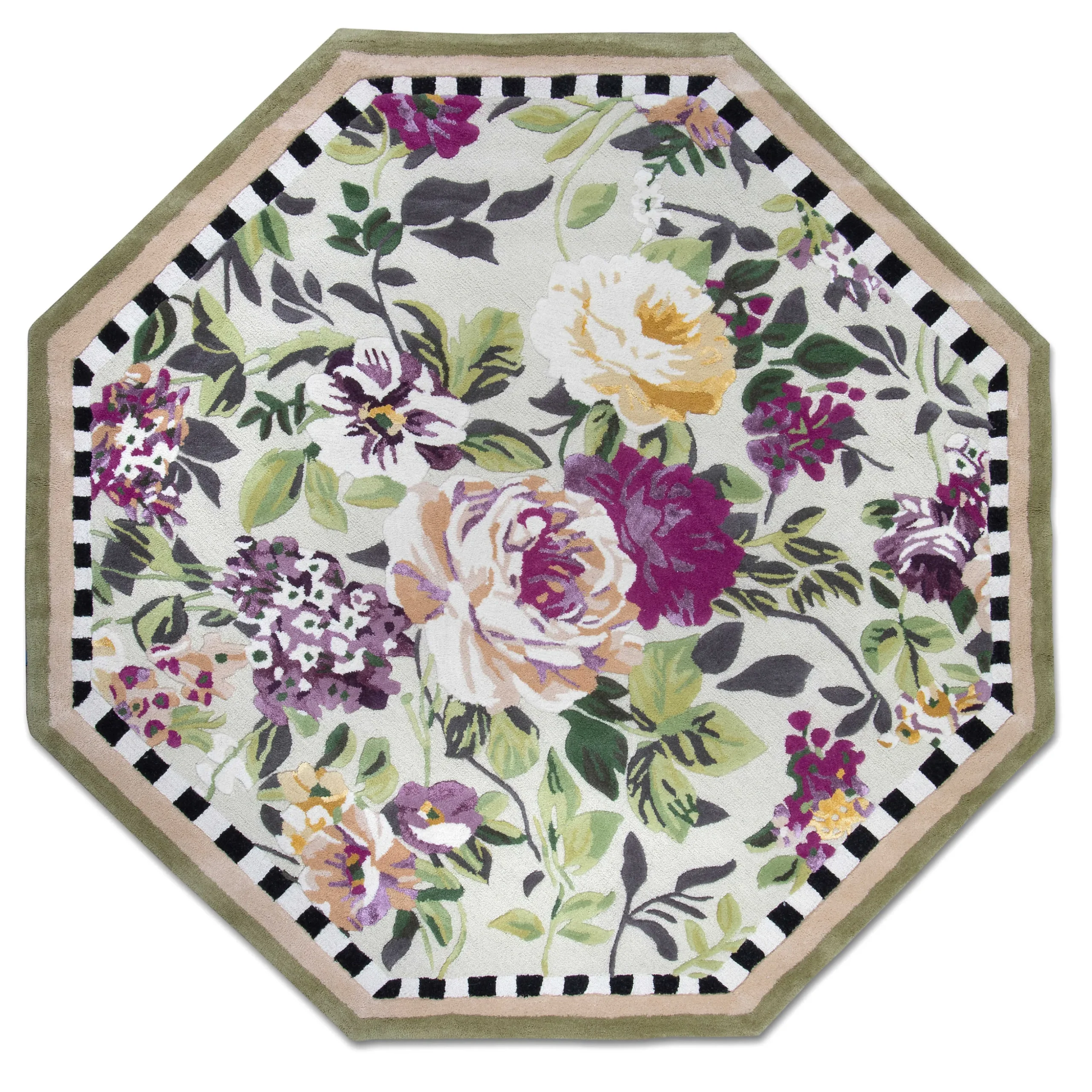 Tudor Rose Rug - 6' Octagon - Silver Fern